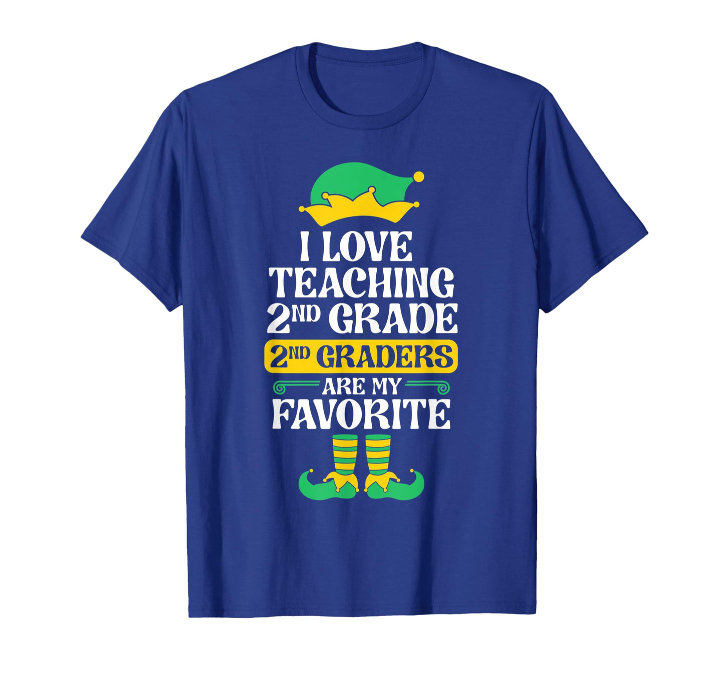 2nd Grade Teacher Elf Christmas School Party I Love Teaching Men Women Kids T-Shirt
