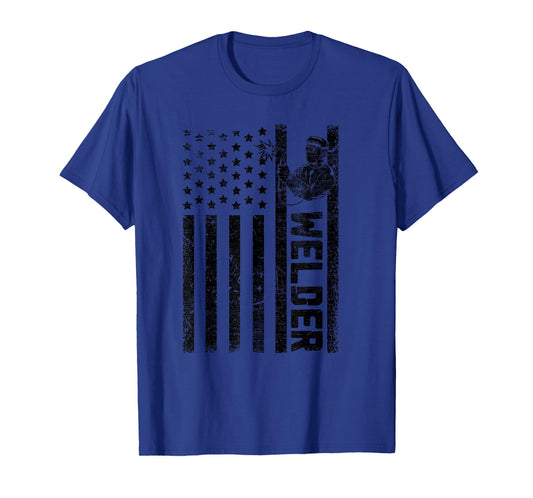 American Flag Welder Welding Vintage Metal Worker Cool Gifts T-Shirt