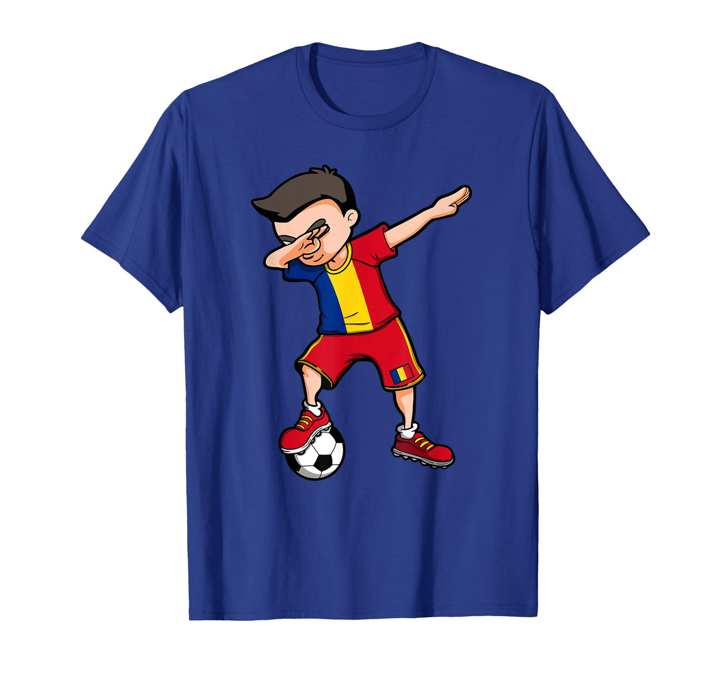 Dabbing Soccer Boy Romania Football Fan Jersey Romanian Flag T-Shirt