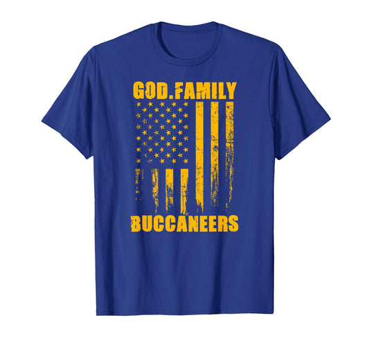 Kingston Buccaneers God. Family. Vintage USA Flag T-Shirt