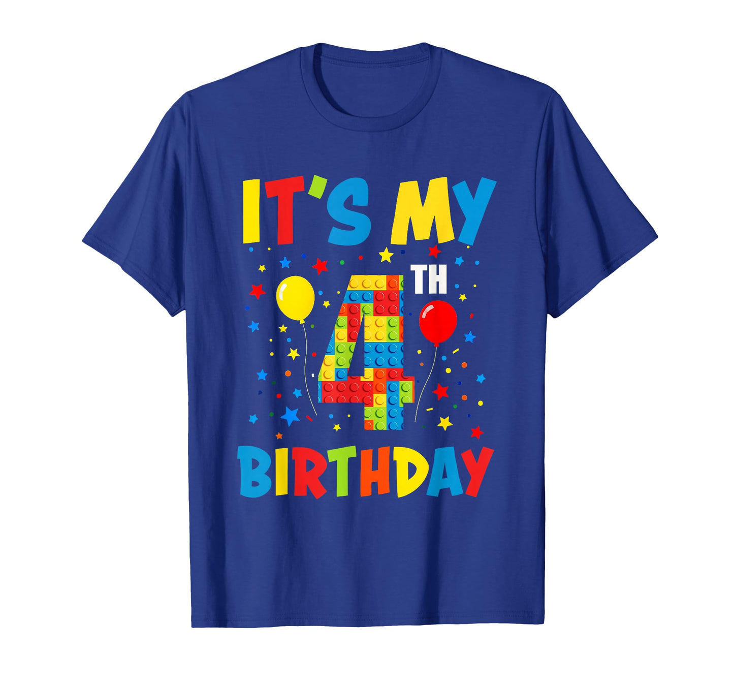 It’s My 4th Birthday 4 Year Old Building Blocks Kids Boys T-Shirt