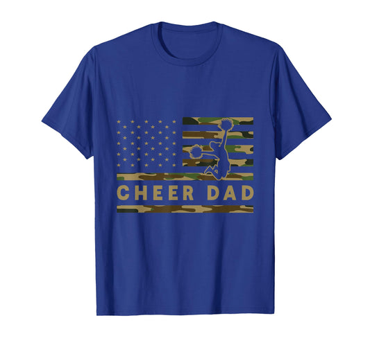 Cheer Dad Camo American Flag Cheerleader Supporter T-Shirt