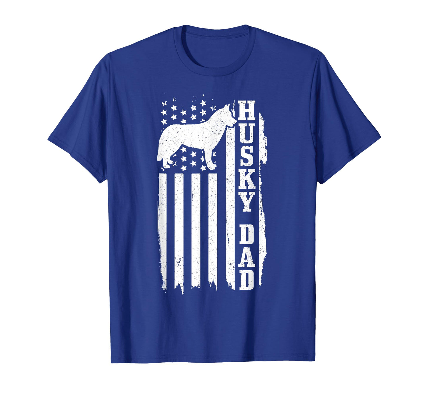 Husky Dad Vintage American Flag Patriotic Dog T-Shirt