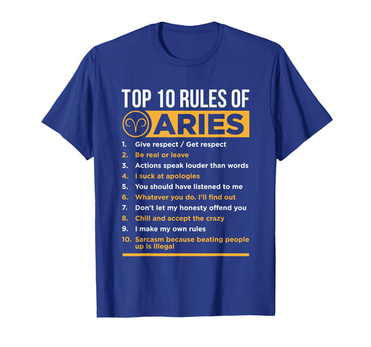 Aries Traits Facts Horoscope Zodiac Astrological Sign Gift T-Shirt Small