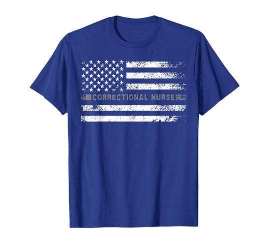 Corrections Nurse US Flag Correctional Nursing T-Shirt