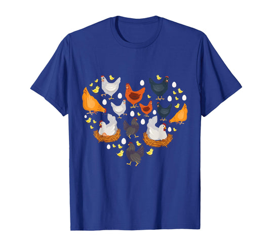 Chickens heart love chicken lady women men kids farmer gift T-Shirt