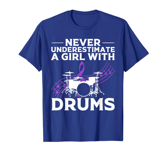 Funny Girl Drummer Gift For Women Cool Rock And Roll Lady T-Shirt