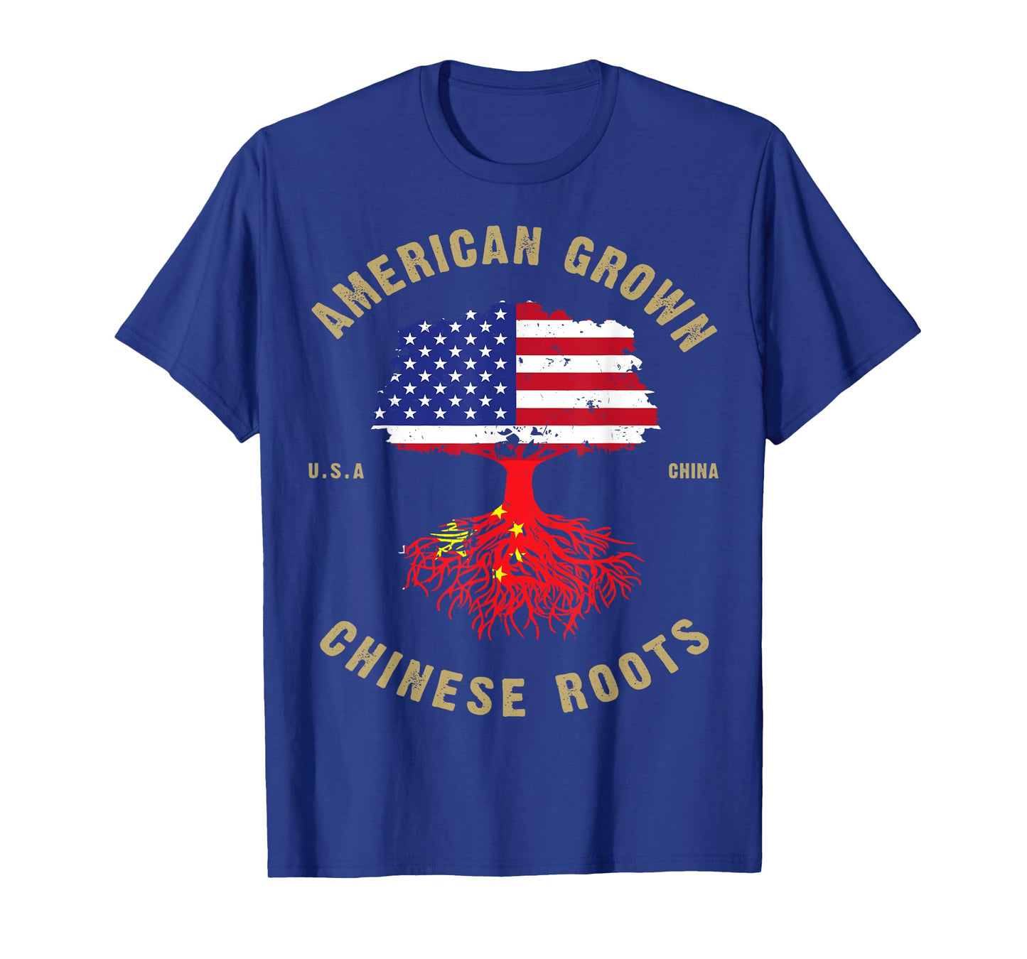 Chinese American Flag Half USA China Root sProud Asian T-Shirt for Women Kids Men