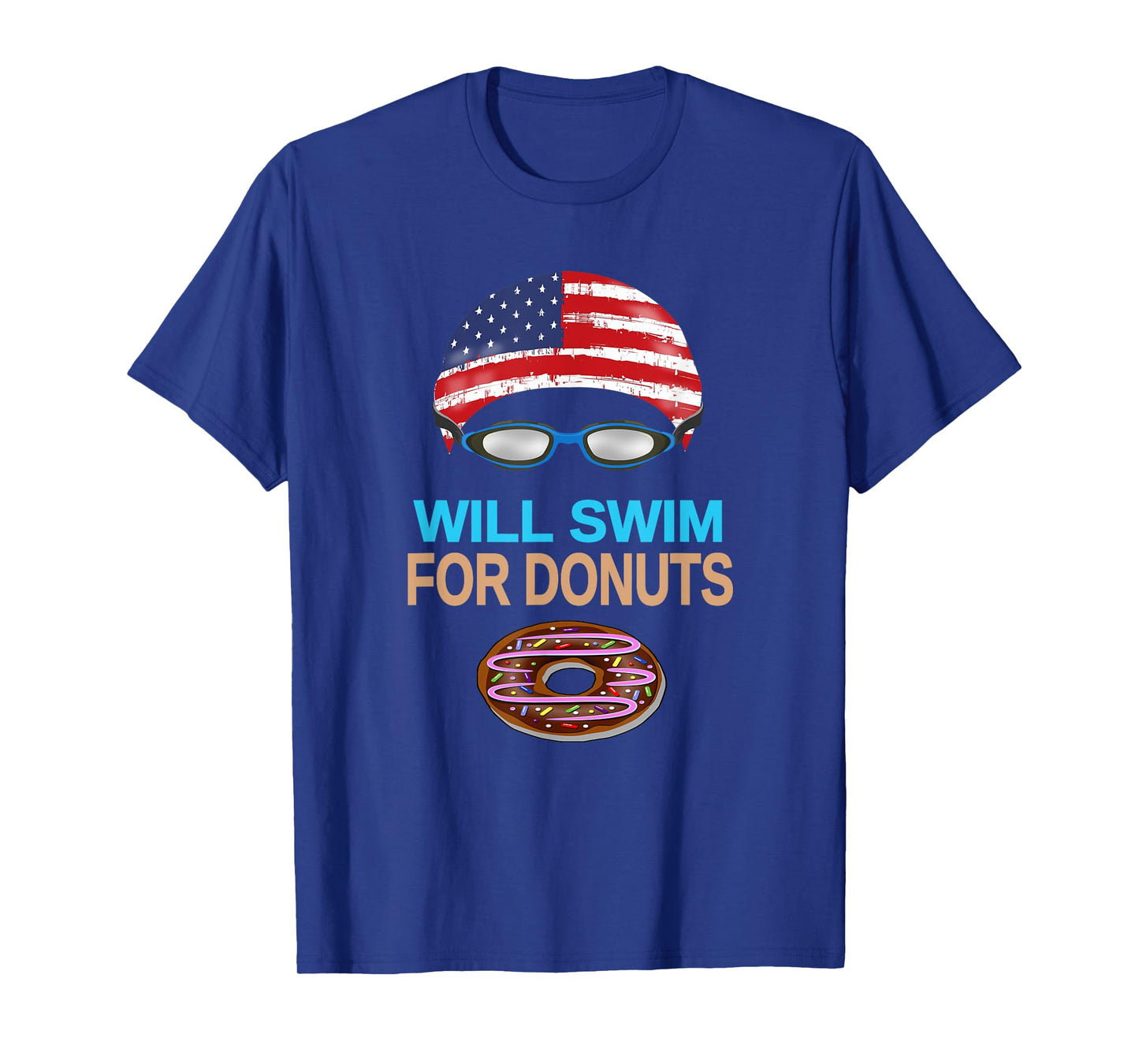Swim Swimmer T shirt Funny Swimming Goggles Cap Donuts Tee T-Shirt