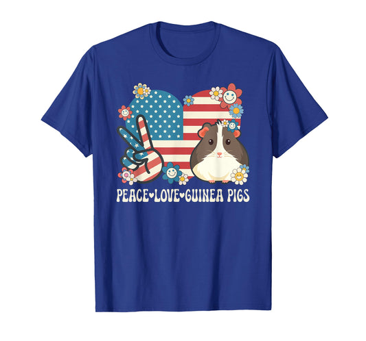 Peace Love Guinea Pigs American Flag Patriotic Guinea Pig T-Shirt