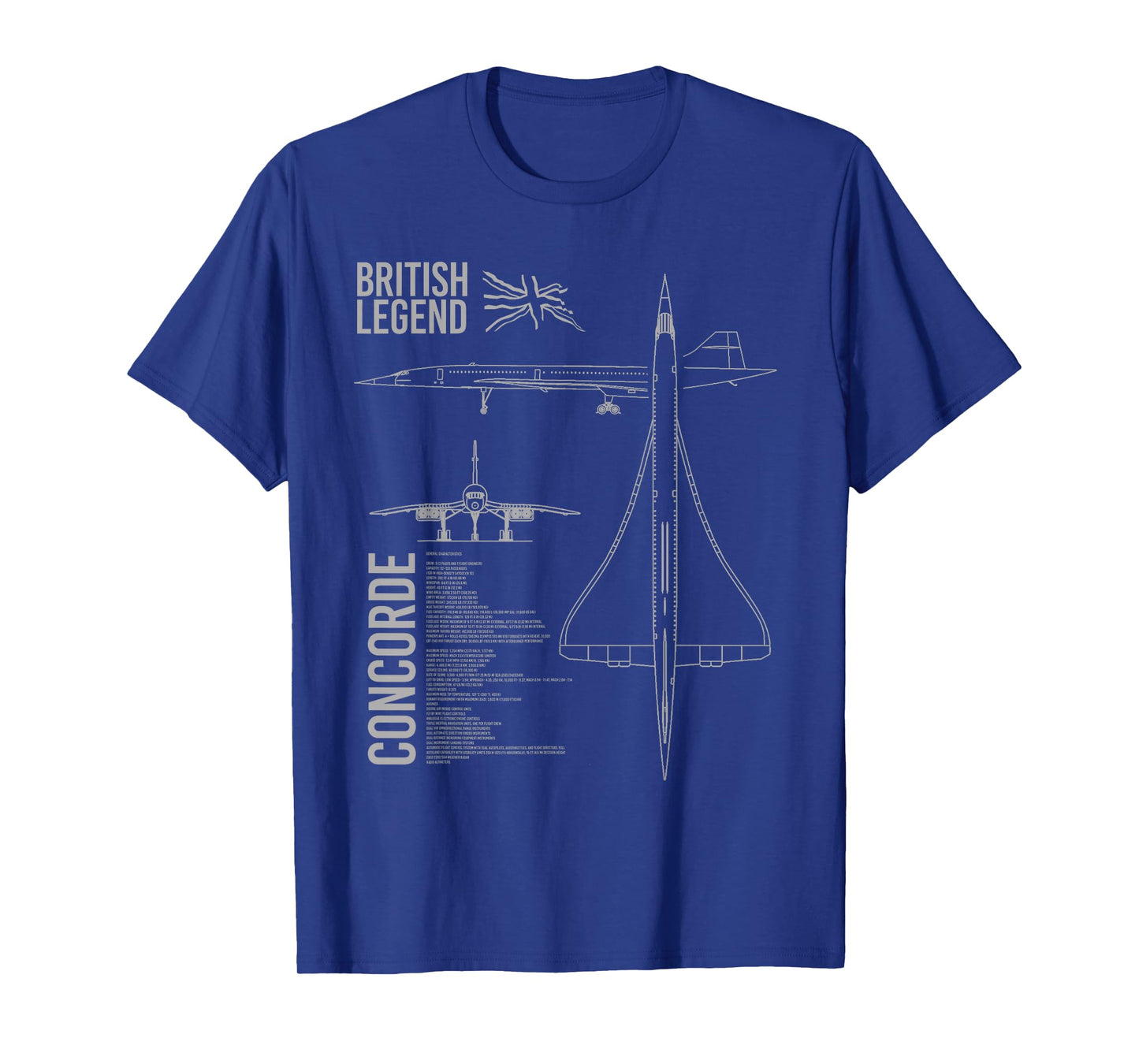 Concorde Airliner Aircraft T-Shirt - Unisex-Adults, Black, Small, Short Sleeve, Classic Fit, Cotton, Polyester