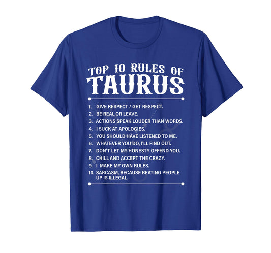 Top 10 Rules Of Taurus Zodiac Sign Astrology Lover Men Women T-Shirt