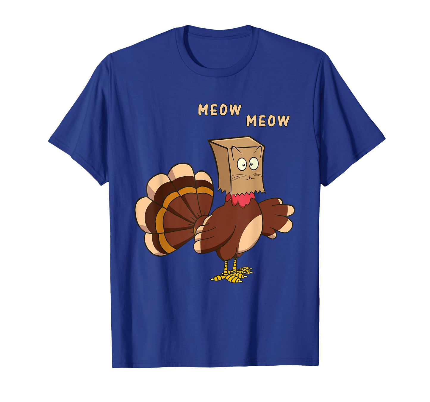 Thanksgiving Cat Funny Fake Cat Meow Thanksgiving Turkey Men Women Girls Kids T-Shirt