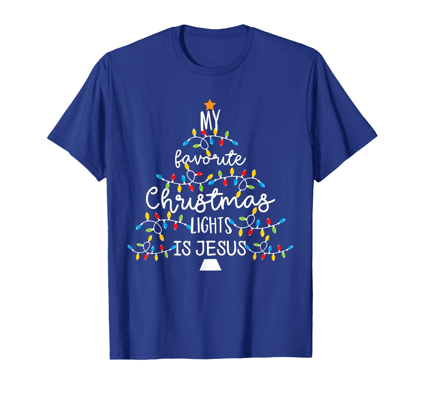 My Favorite Christmas Light Is Jesus Apparel Tees Women's Unisex Classic Fit Short Sleeve Black Cotton Blend Modern Lightweight Christian Xmas T-Shirt