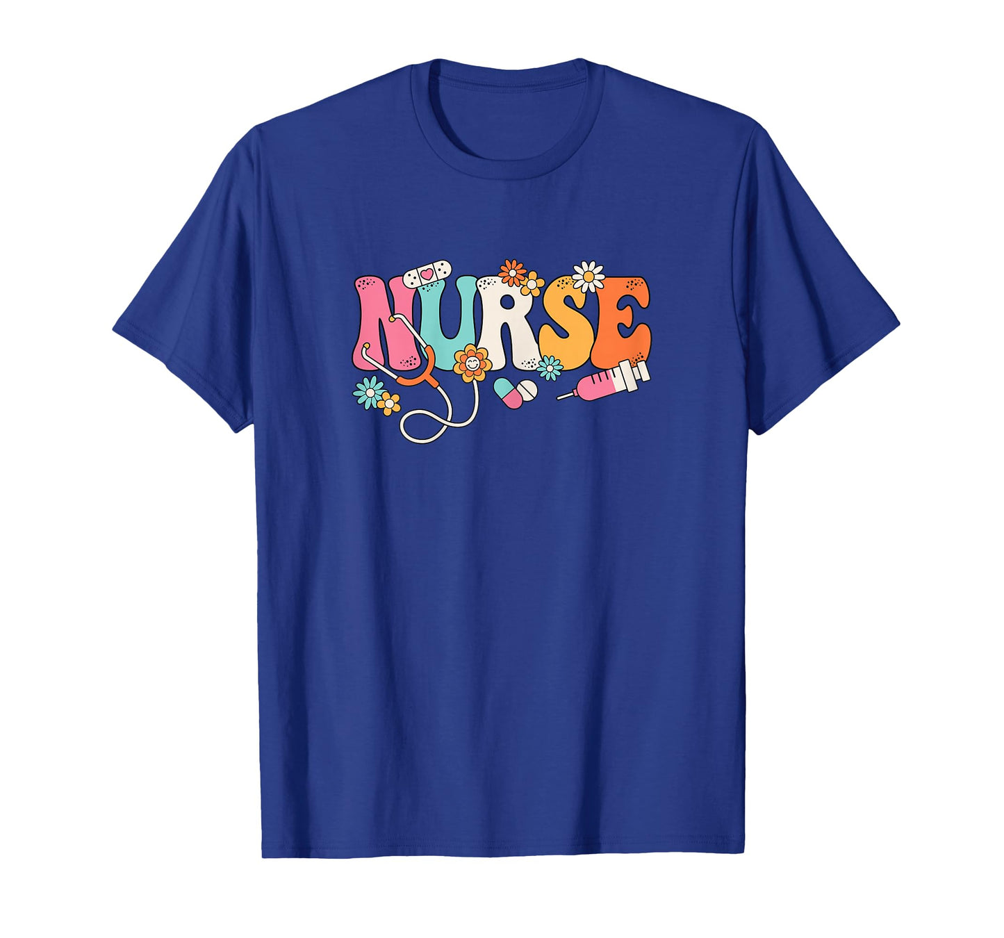 Cute Groovy Nurse Flower Nursing Women T-Shirt