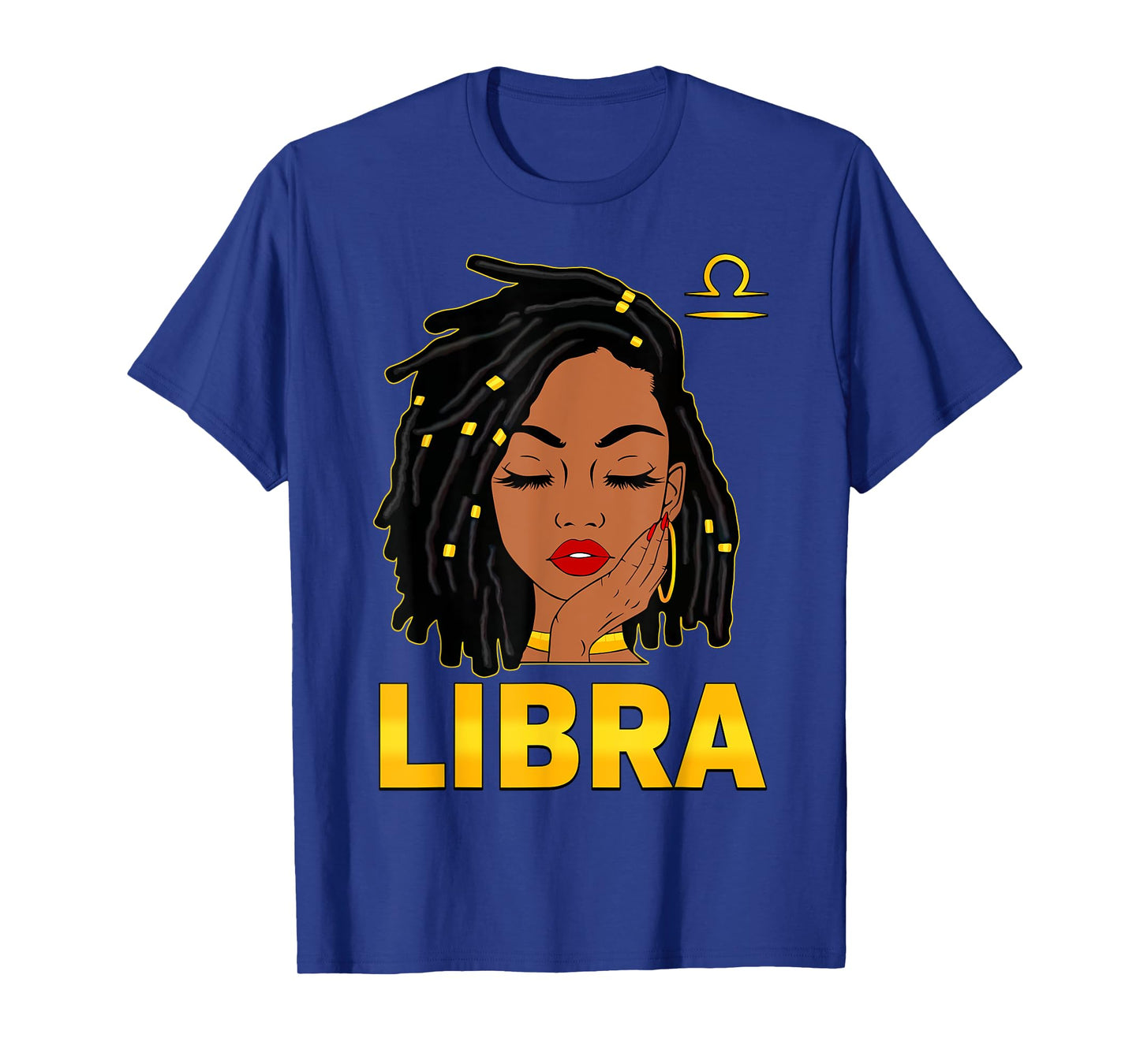 Libra Queen Loc'd Hair Black Woman Zodiac Sign Birthday T-Shirt