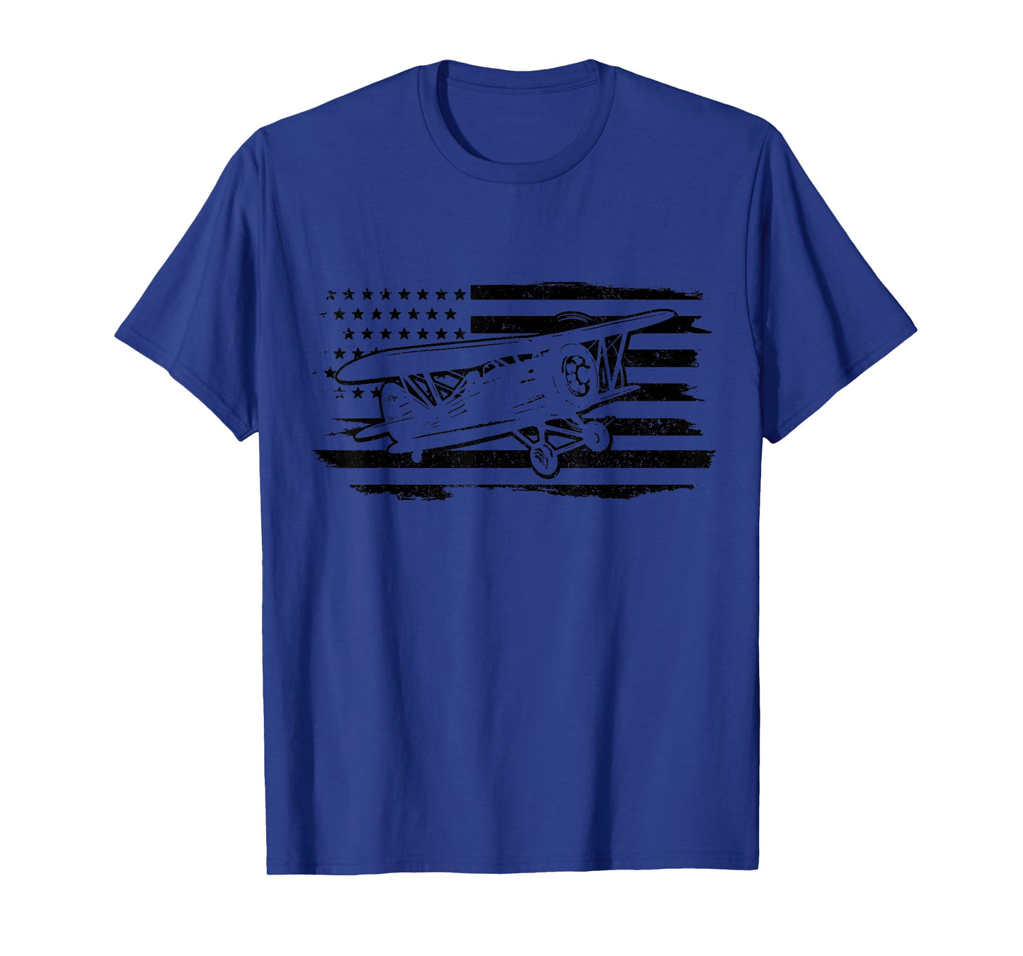 Airplane Pilot Vintage Flag Double Decker Aviation T-Shirt