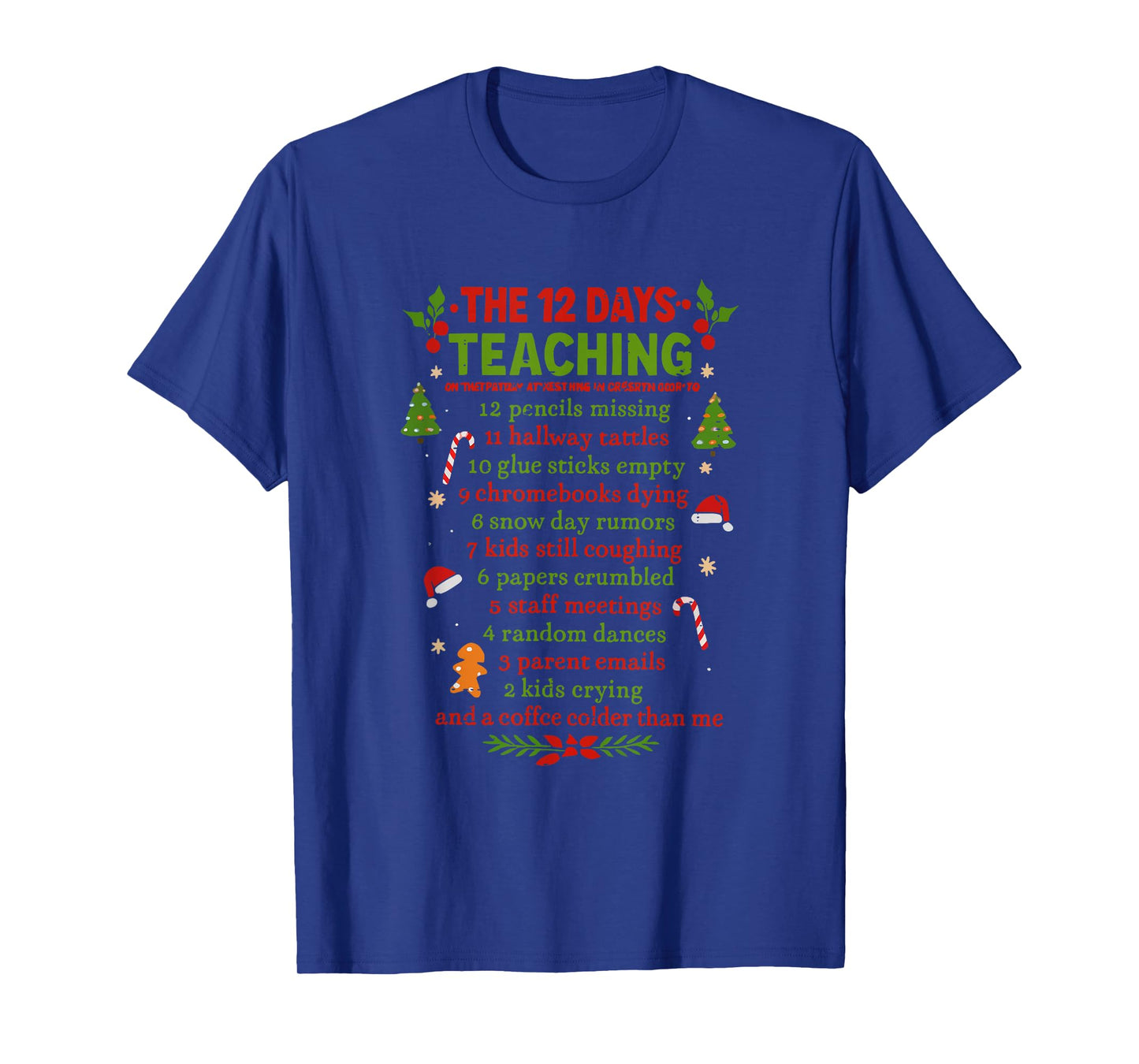 Retro The 12 Days of Teaching Christmas Teacher Xmas Holiday T-Shirt