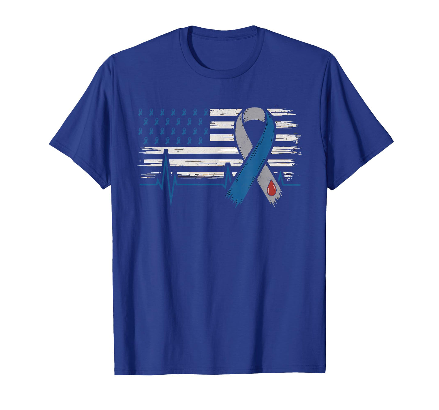 T1 Diabetes Awareness Diabetes Symbol USA Flag blue ribbon T-Shirt