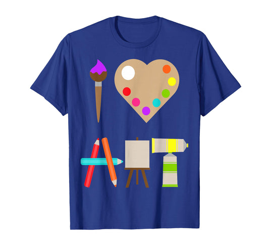 Cool I Love Art Fun Colorful Future Artist and Crafts TEE T-Shirt Small