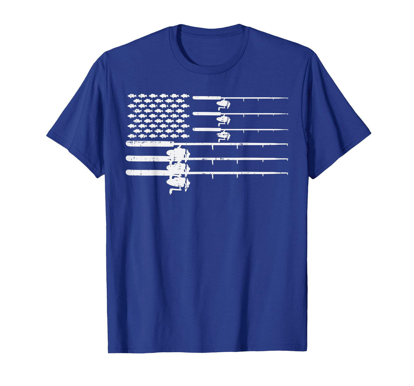 Fishing Rod US Flag Vintage Patriotic Fisherman Angler Gift T-Shirt