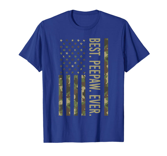 Mens Best Peepaw Ever US American Flag Camo Peepaw Father's Day T-Shirt