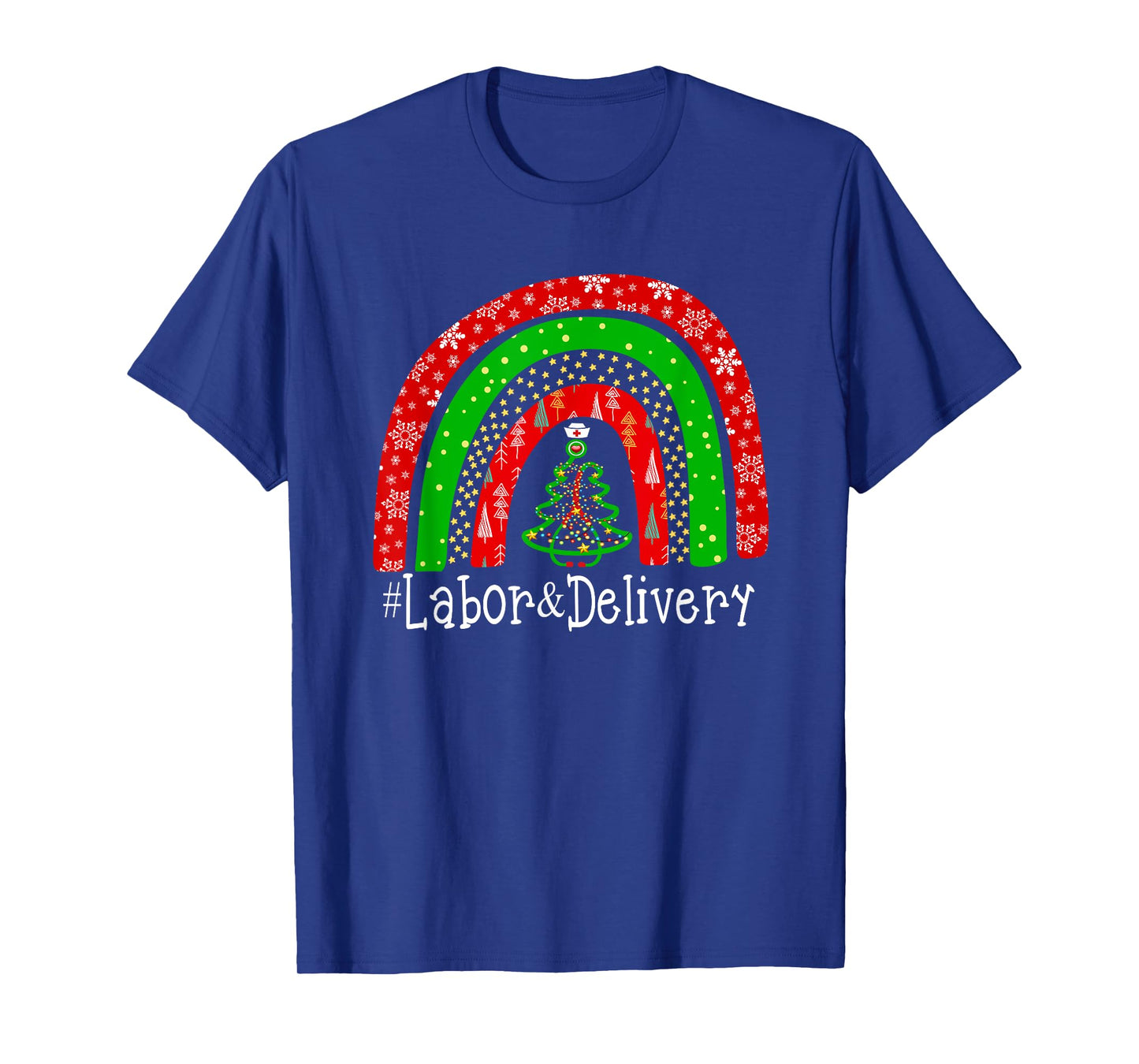Christmas Labor Delivery Nurse Cute Rainbow L&D Nursing T-Shirt