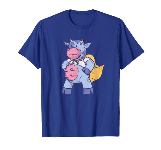 Cow In Superhero Costume Cattle, Cow Farmer T-Shirt