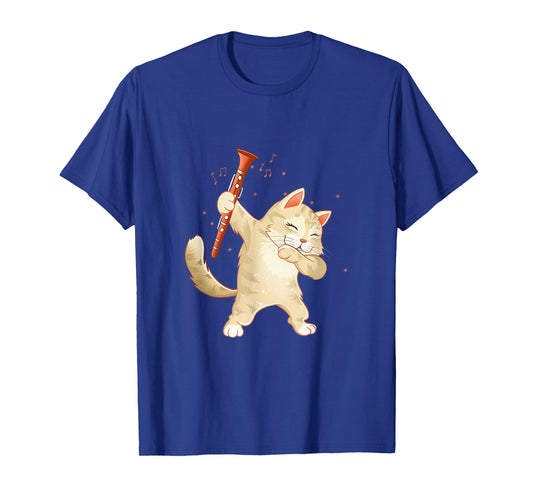 Funny Clarinet Dabbing Cat Lover Clarinetist Cat Men Women T-Shirt