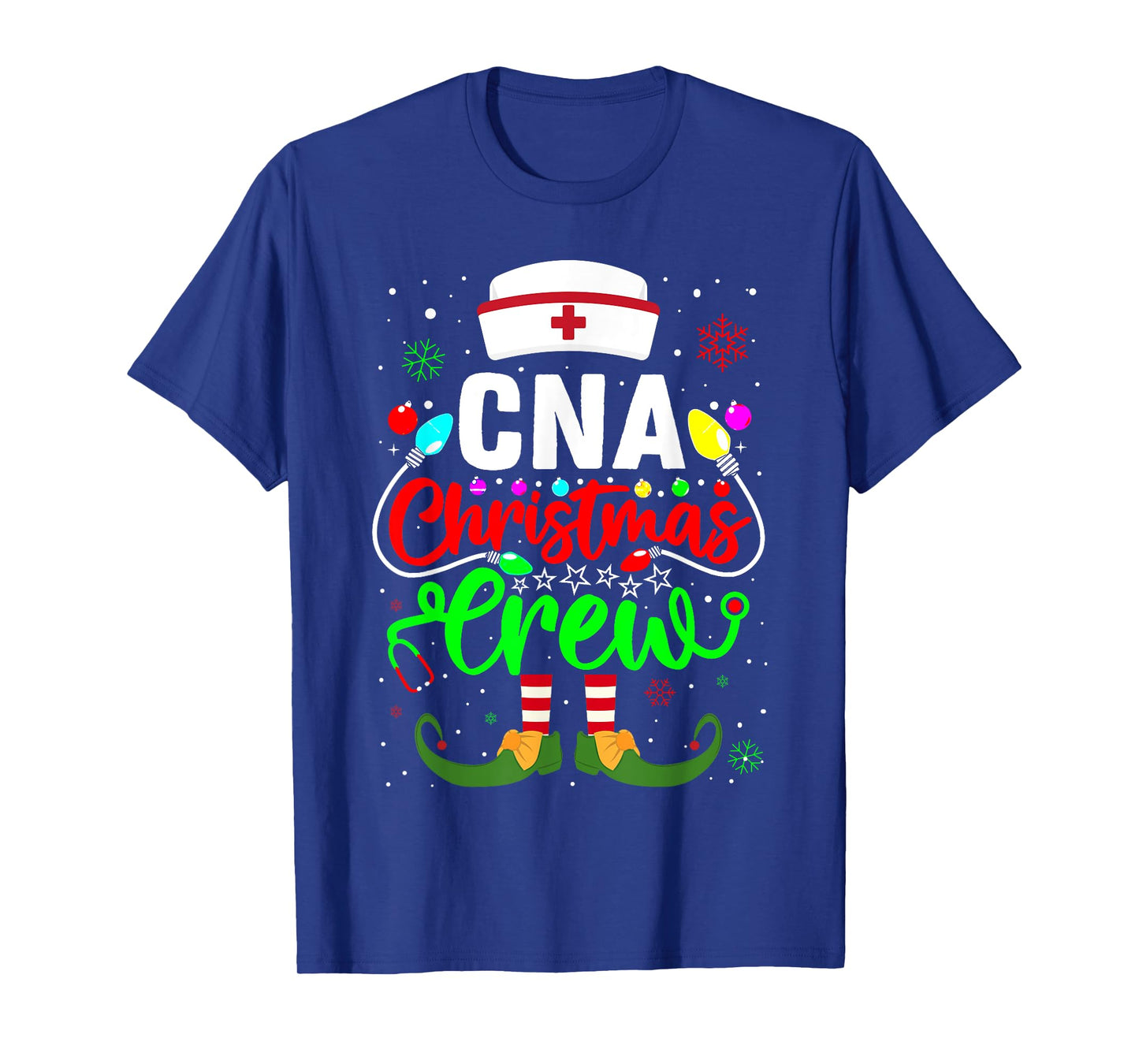CNA Christmas Crew Funny Christmas Lights Elf Nurse Matching T-Shirt