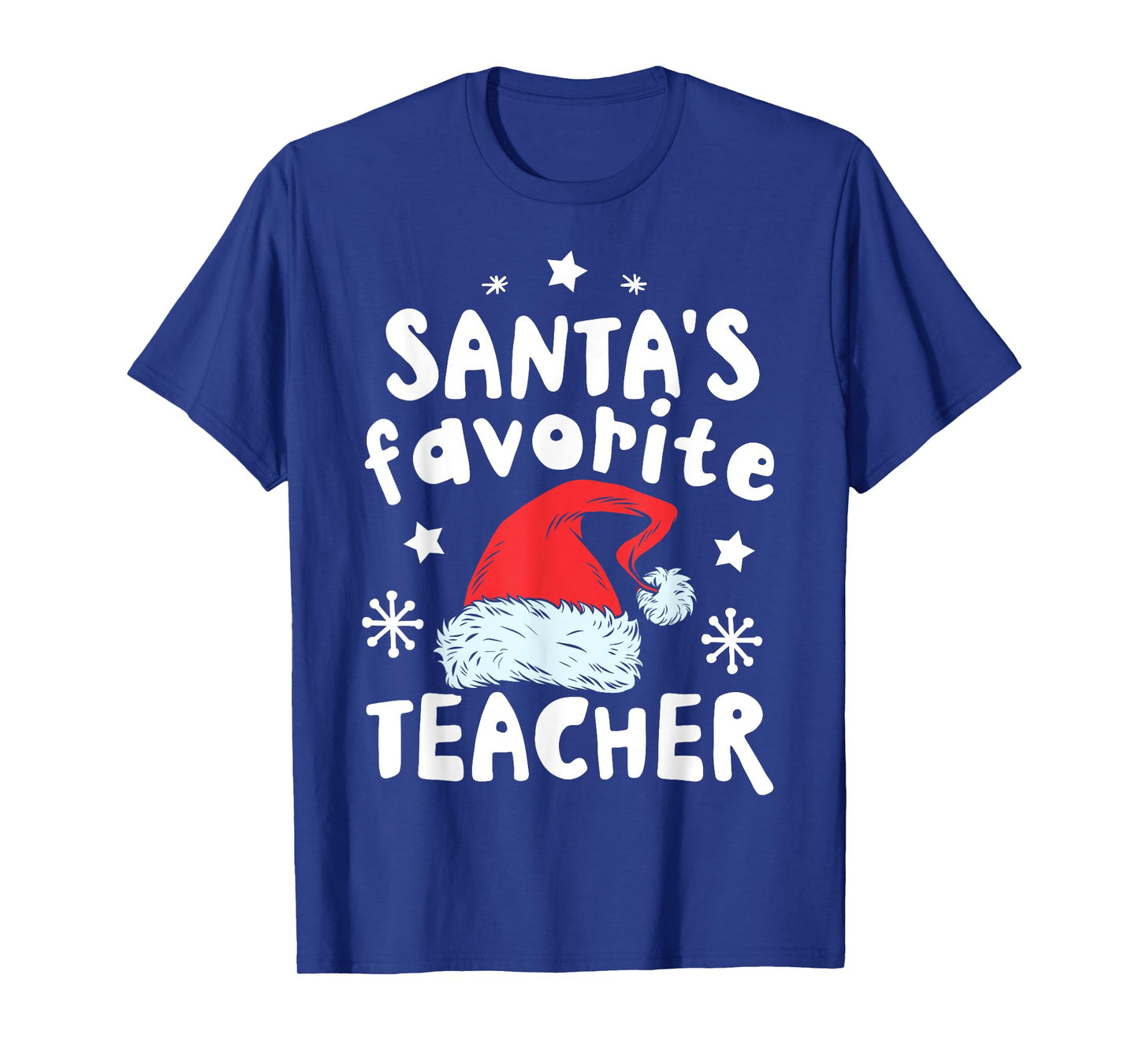 Santa's Favorite Teacher Christmas Women Men Santa Hat Xmas T-Shirt