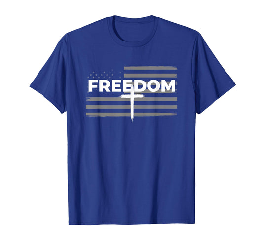 Christian Freedom Cross - Patriotic Faith & Country Flag T-Shirt
