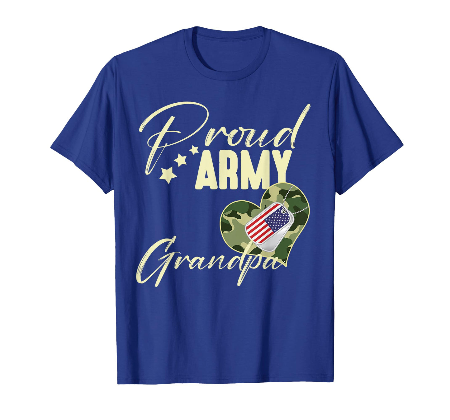 Proud Army GRANDPA Camouflage Dog Tag USA American Flag T-Shirt for Women Men