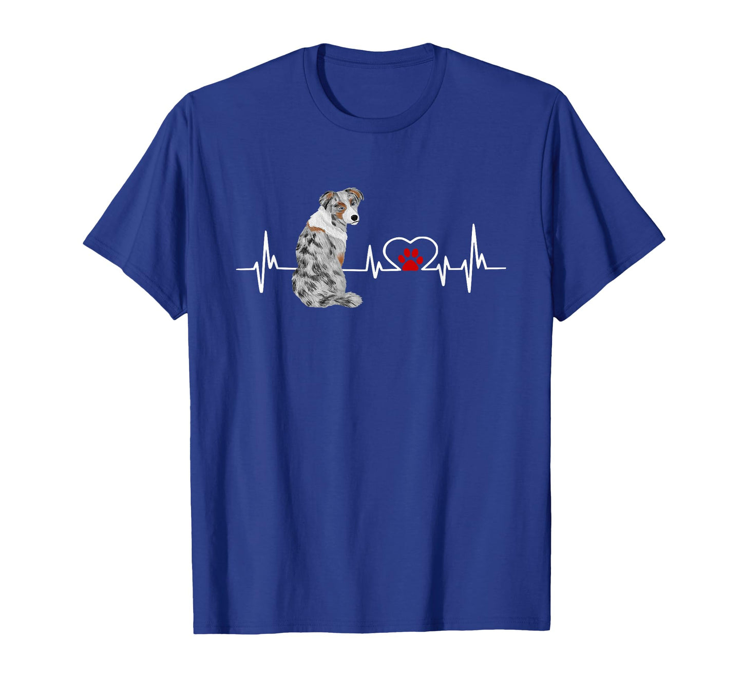 Australian Shepherd EKG Heartbeat Heart Line T-Shirt