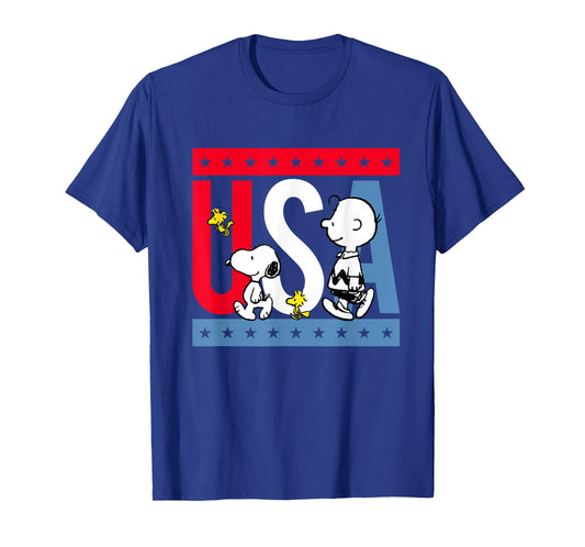 Peanuts Snoopy Americana red White and Blue USA T-Shirt