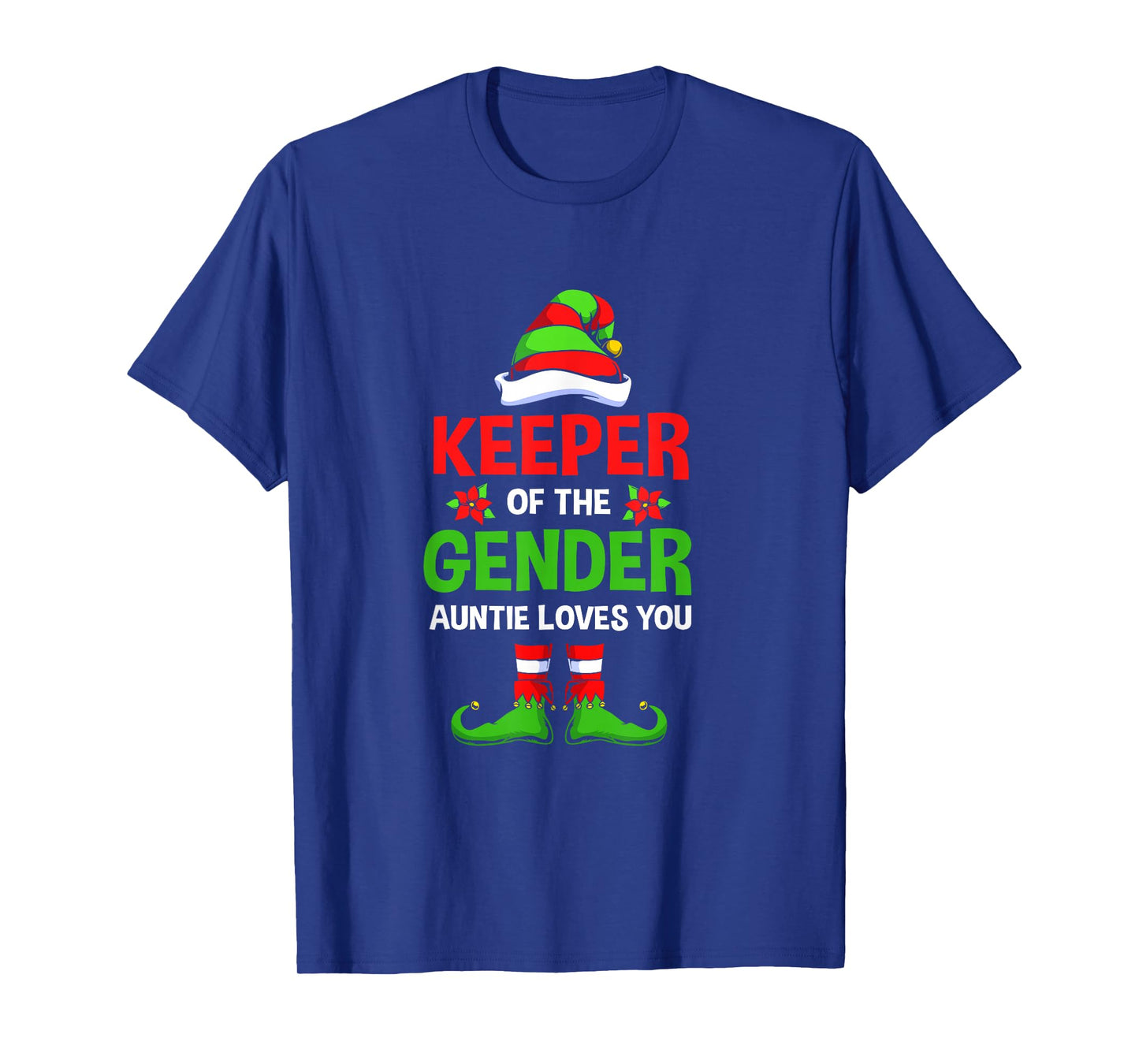 Christmas Gender Reveal Aunt Cute Elf Keeper Of The Gender T-Shirt