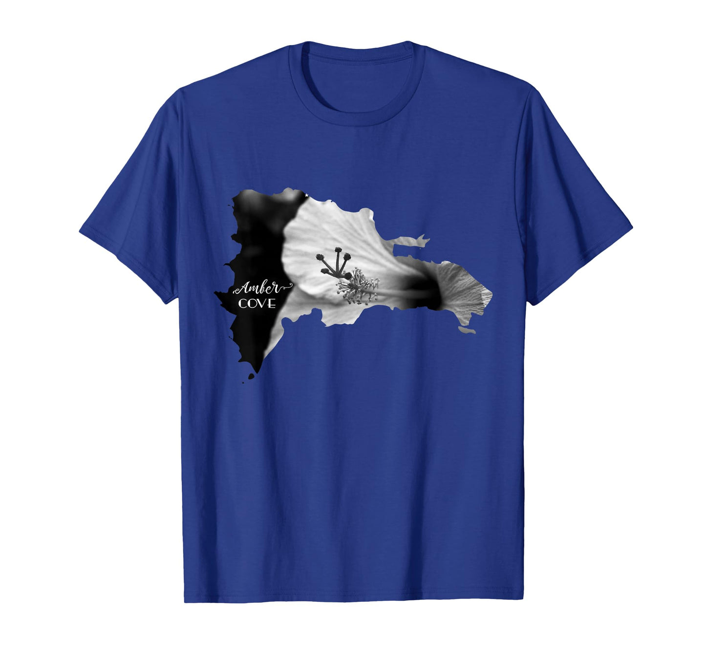 AMBER COVE Dominican Republic Map and Hibiscus Flower T-Shirt