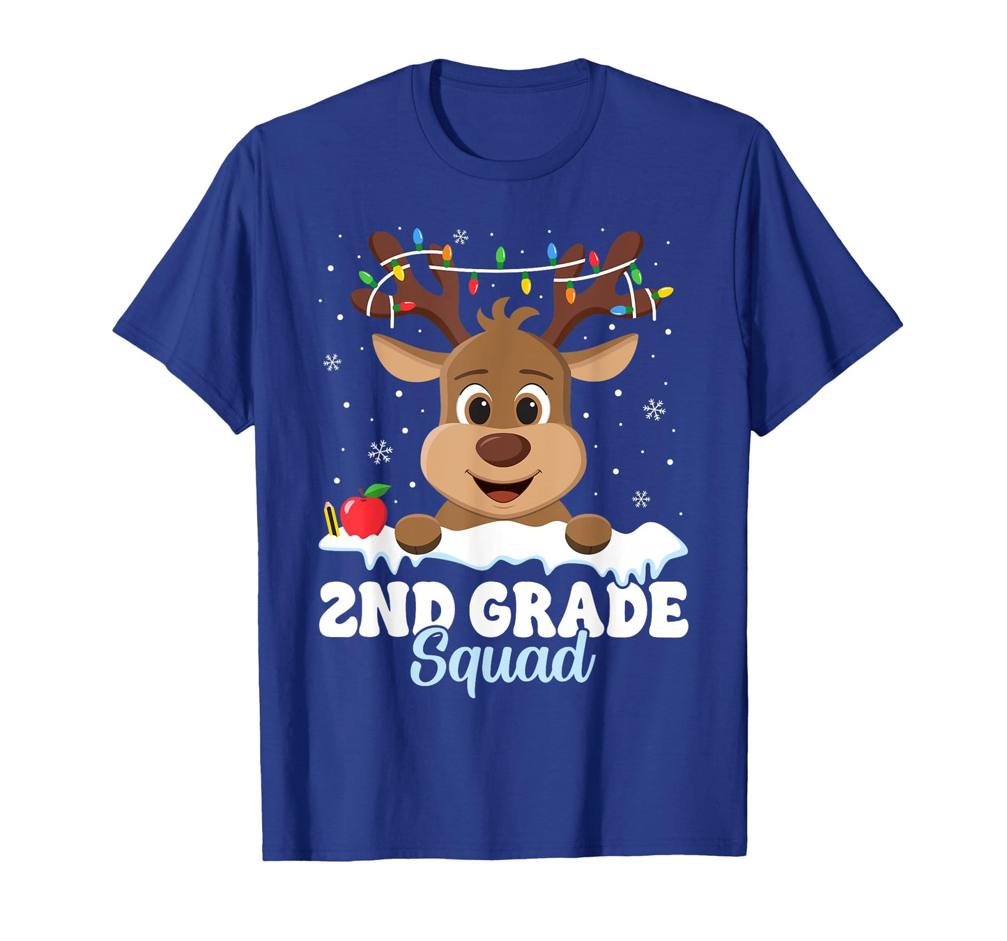 2nd Grade Teacher Christmas Second Grade Squad Reindeer Xmas T-Shirt for Men Women Kids