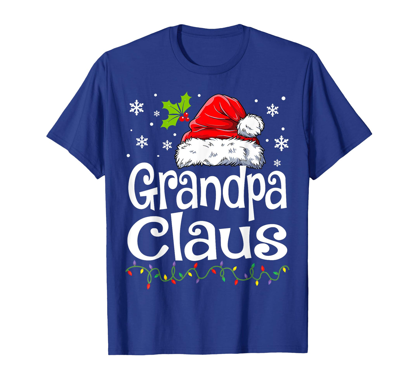 Grandpa Claus Shirt Christmas Lights Pajama Family Matching T-Shirt
