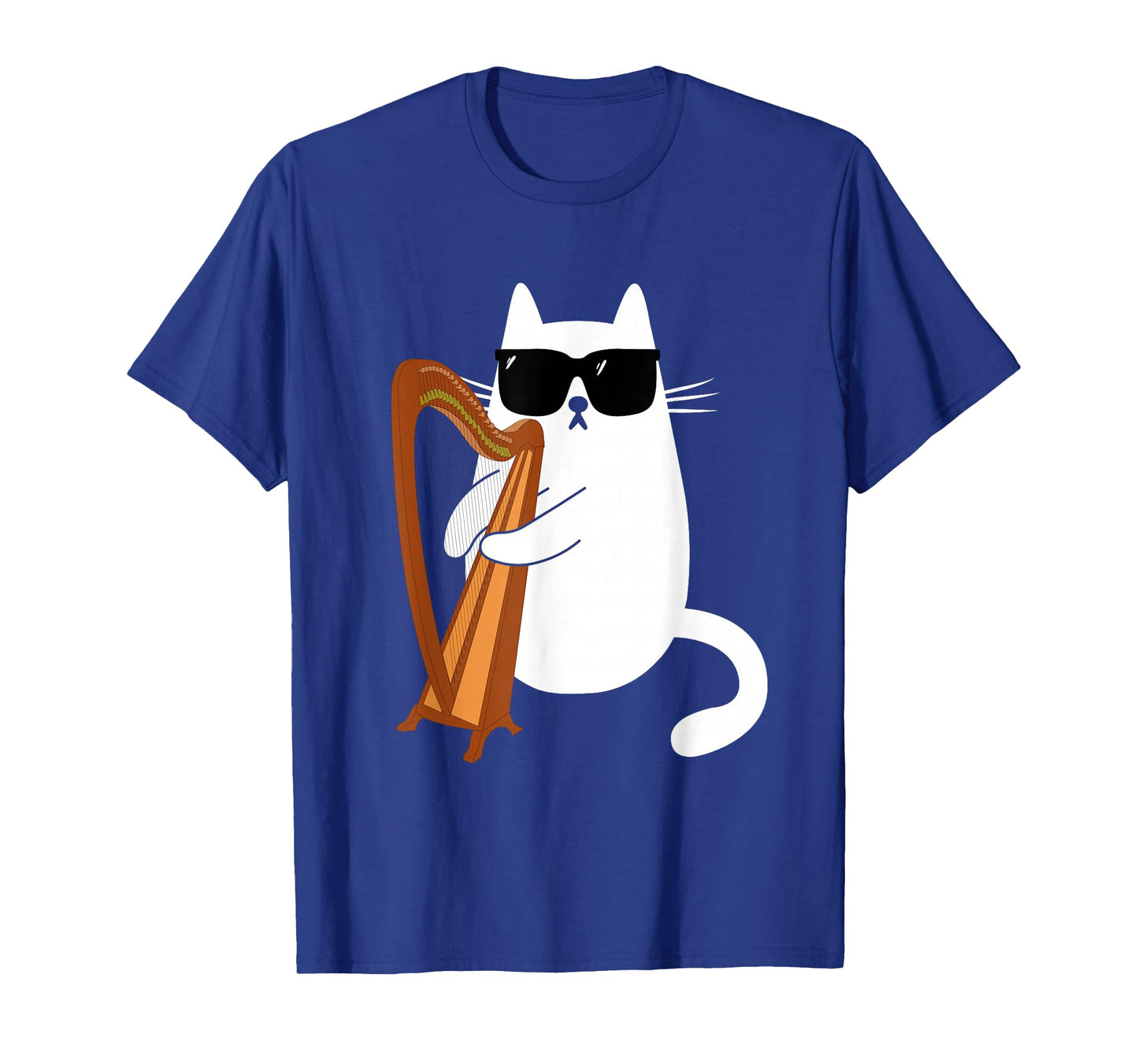 Funny Cat Wearing Sunglasses Playing Harp Harpist Musician T-Shirt