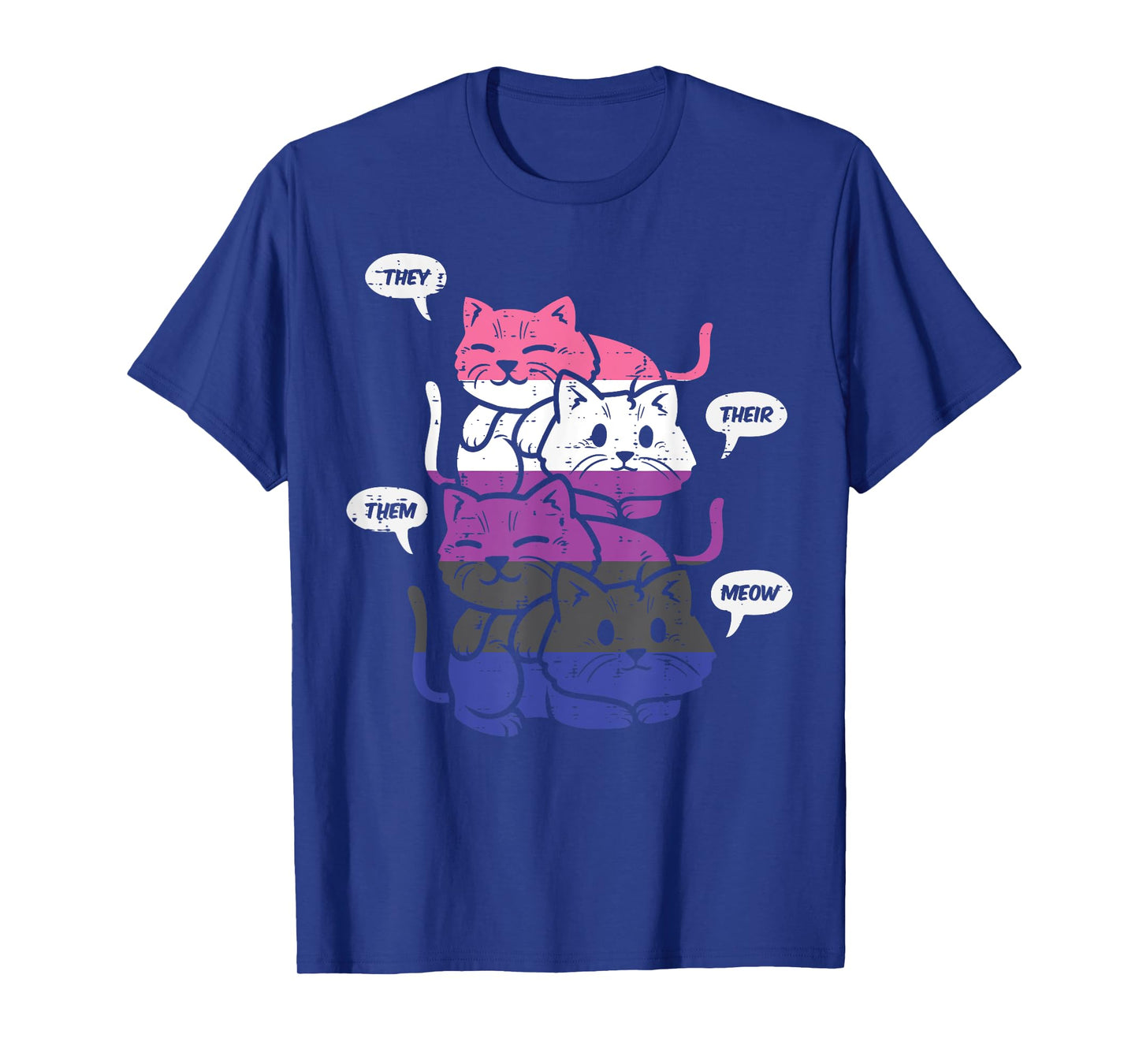 They Their Them Meow Cats Pronouns LGBTQ Genderfluid Flag T-Shirt