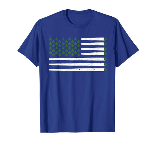 Weed Cannabis Patriot Joint American Flag Marijuana Gift T-Shirt for Women Men