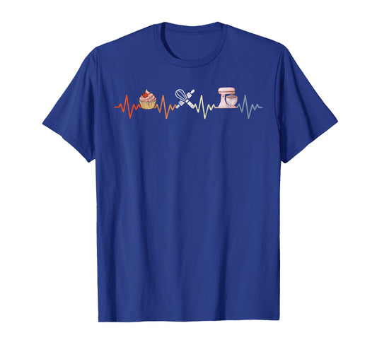 Baking Heartbeat Retro funny Pastry Baker Chef Cooking Lover T-Shirt