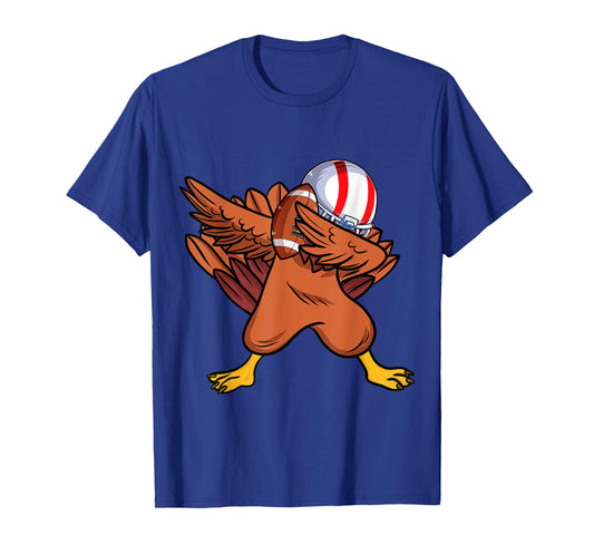 Dabbing Football Player Boys Men dabbing turkey thanksgiving T-Shirt