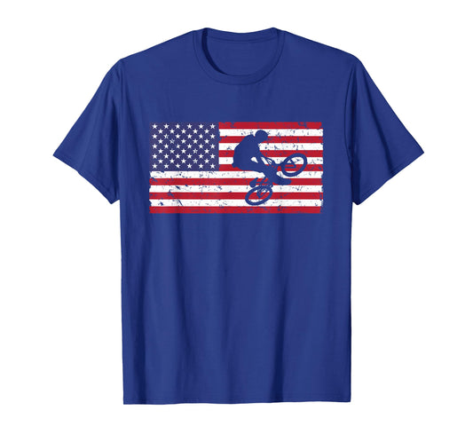 American Flag Bmx T-Shirt Cool Bicycle Vintage Bike Gift Tee T-Shirt for Women Kids Men