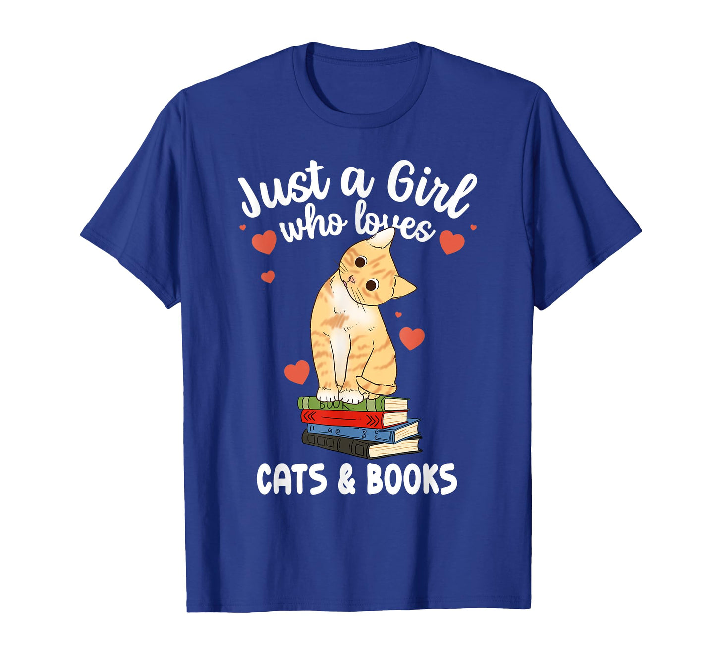 Just a Girl Who Loves Cats and Books Reading Cat & Bookworm T-Shirt