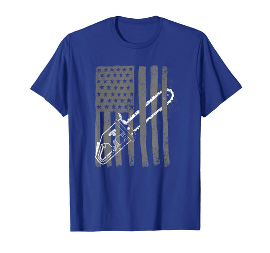 Vintage US Flag Chainsaw | Cute Woodworker Funny Logger Gift T-Shirt
