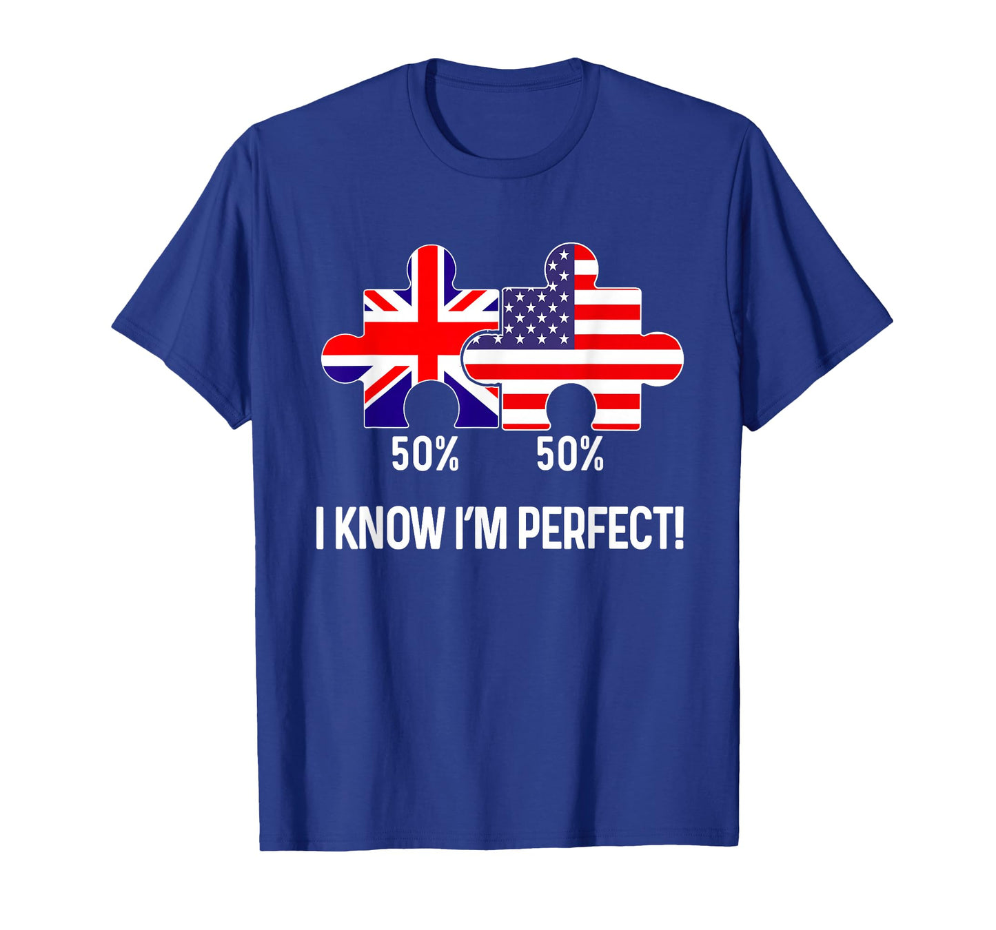 Half American Half British Flag Map Combined USA UK T-Shirt