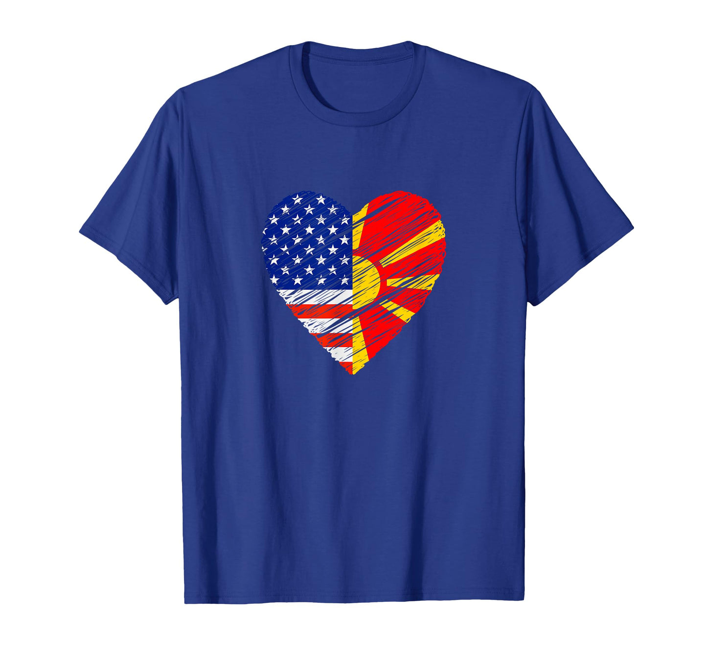 Macedonia USA Heart American Flag Macedonian Flag Love Heart Women Kids Men T-Shirt