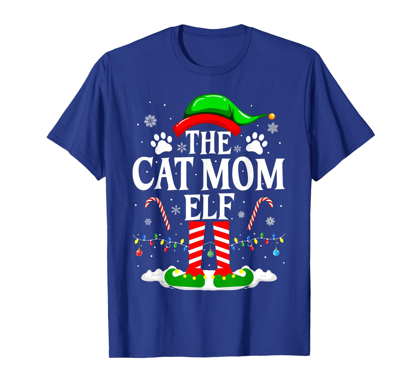 The Cat Mom Elf Xmas Funny Cats lover Christmas Cat Mom T-Shirt